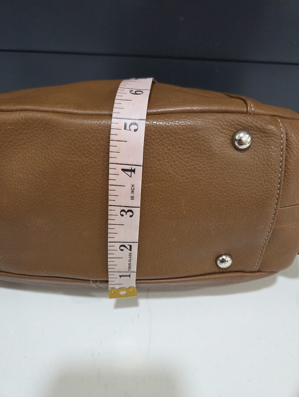 Tignanello Hobo Bag Warm Cognac Brown Leather Silver Trims - Picture 11 of 15